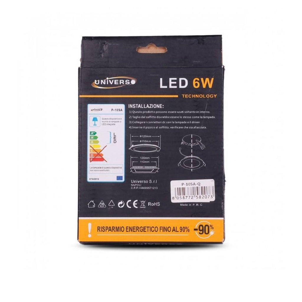 LED SLIM 6W Panel empotrado PVC PVC Luz Cálida Frío Natural P105AQ