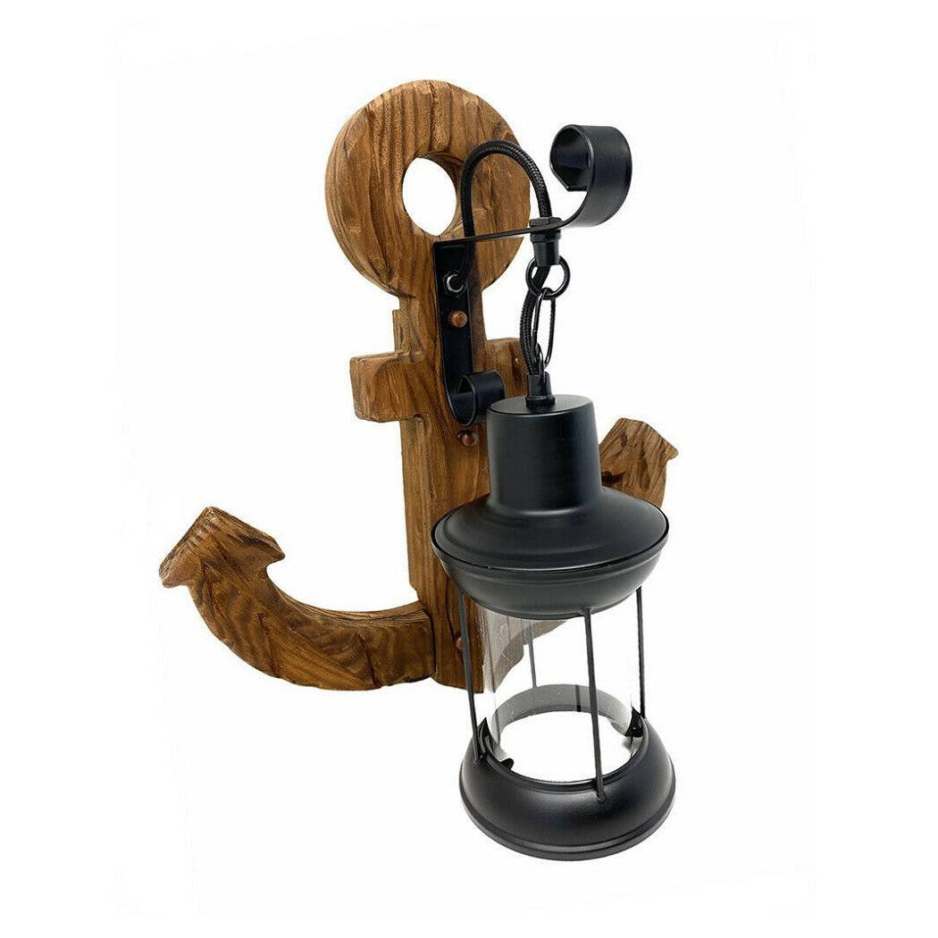 Luz de pared de madera con lámpara de país de la base de la linterna aún industrial E27 E54