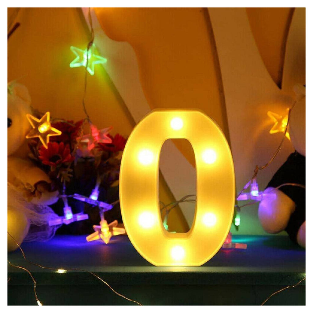 NUMBER 0 LUMINOSO BIANCO LED DECORO PARA EVENTOS CALDA 3000K 16X3CM
