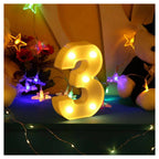 NUMBER 3 LUMINOSO BIANCO LED DECORO PARA EVENTOS CALDA 3000K 16X3CM