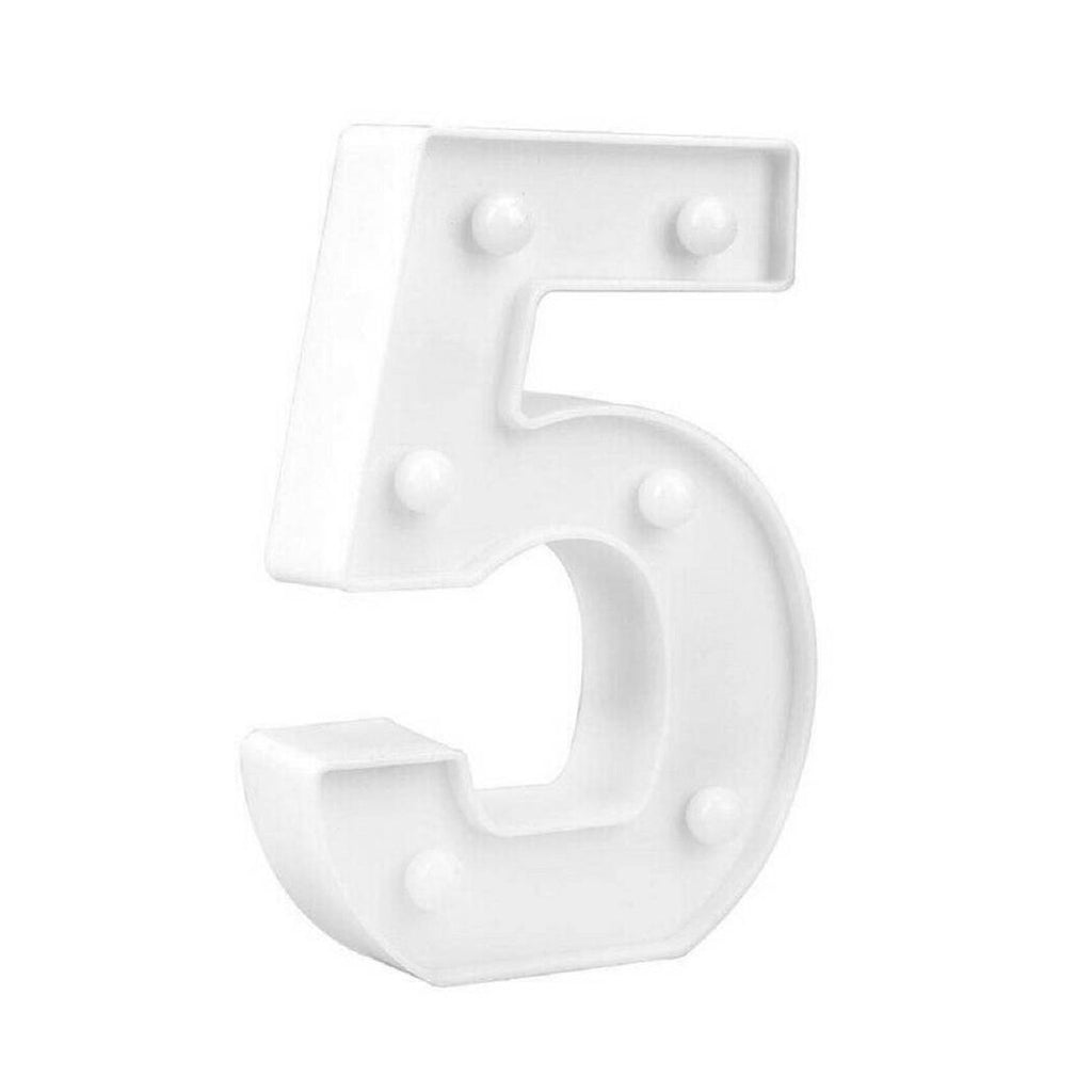 NUMBER 5 LUMINOSO BIANCO LED DECORO PARA EVENTOS CALDA 3000K 16X3CM