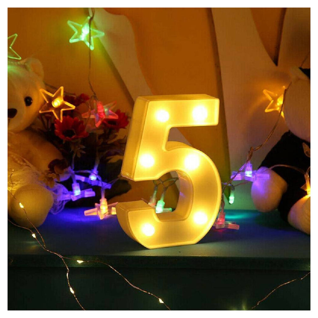 NUMBER 5 LUMINOSO BIANCO LED DECORO PARA EVENTOS CALDA 3000K 16X3CM