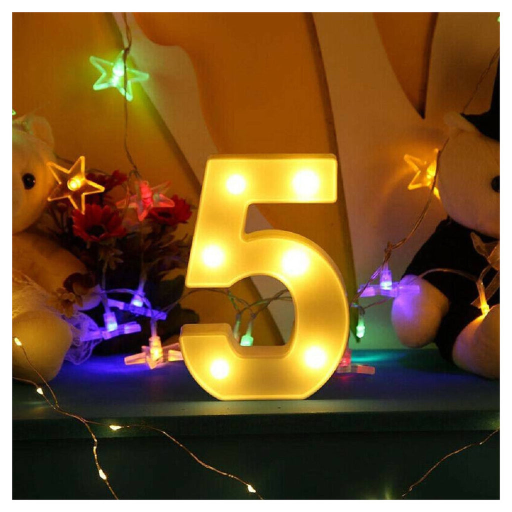 NUMBER 5 LUMINOSO BIANCO LED DECORO PARA EVENTOS CALDA 3000K 16X3CM