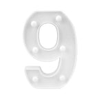 NUMBER 9 LUMINOSO BIANCO LED DECORO PARA EVENTOS CALDA 3000K 16X3CM