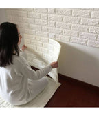 Panel de esponja 3D Blanco Ladrillos Etiqueta engomada de las paredes de las paredes Inicio Paredes 77 x 70 cm