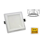 Panel LED delgado empotrado de vidrio cuadrado 6W Light 6500K 4000K 3000K P-75EQ