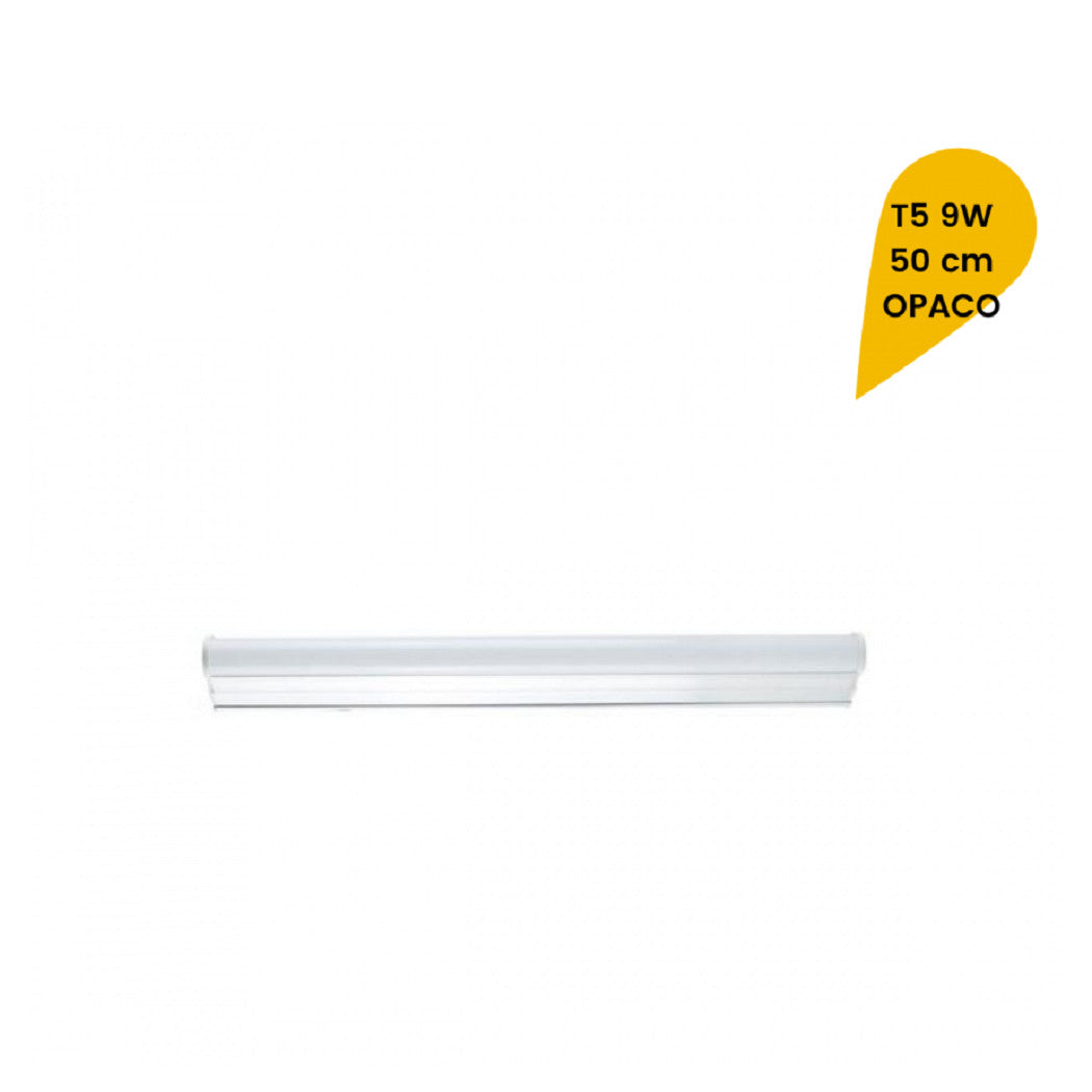 PLAFONIERA LED NEON T5 RESUMEN TUBO VETRO OPACO 9 WATT 50 CM T5-50