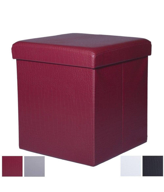 Pouff Puff Puf Pouf Acabado acolchado Asiento de almacenamiento Cuero 35 x 35 x 35 cm