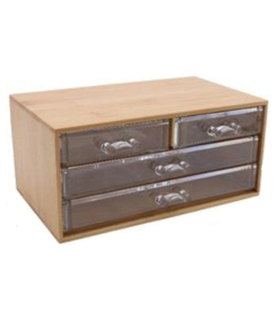 Caja de contenedor de madera natural 3 Compartimientos decoupage 25x8x8cm