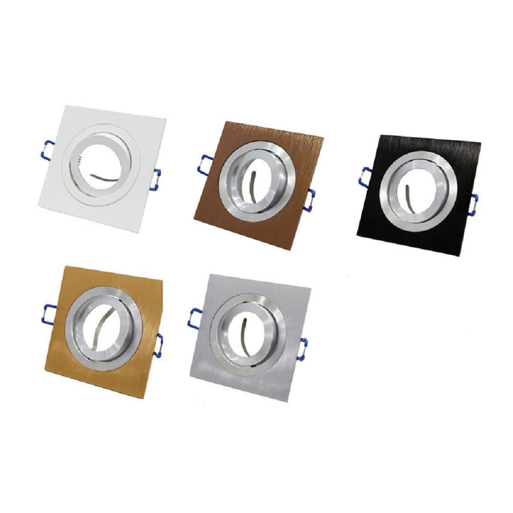 Recessed spotlight door GU10 square adjustable steel lamp holder P3