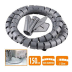 Recoger Cable de espiral Organizador Cubiertas Cables Cables Eléctricos 2 cm x 1.5 mt Gray