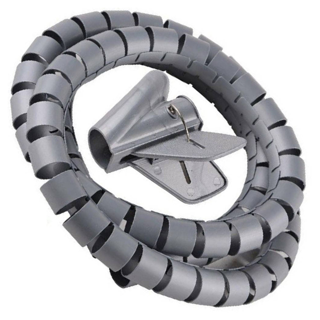 Recoger Cable de espiral Organizador Cubiertas Cables Cables Eléctricos 2 cm x 1.5 mt Gray