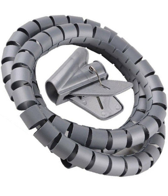 Recoger Cable en espiral Organizador Cubiertas Cables Cables Eléctricos 2.5cm x 1.5mt Gray
