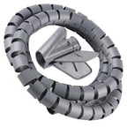 Recoger Cable en espiral Organizador Cubiertas Cables Cables Eléctricos 2.5cm x 1.5mt Gray