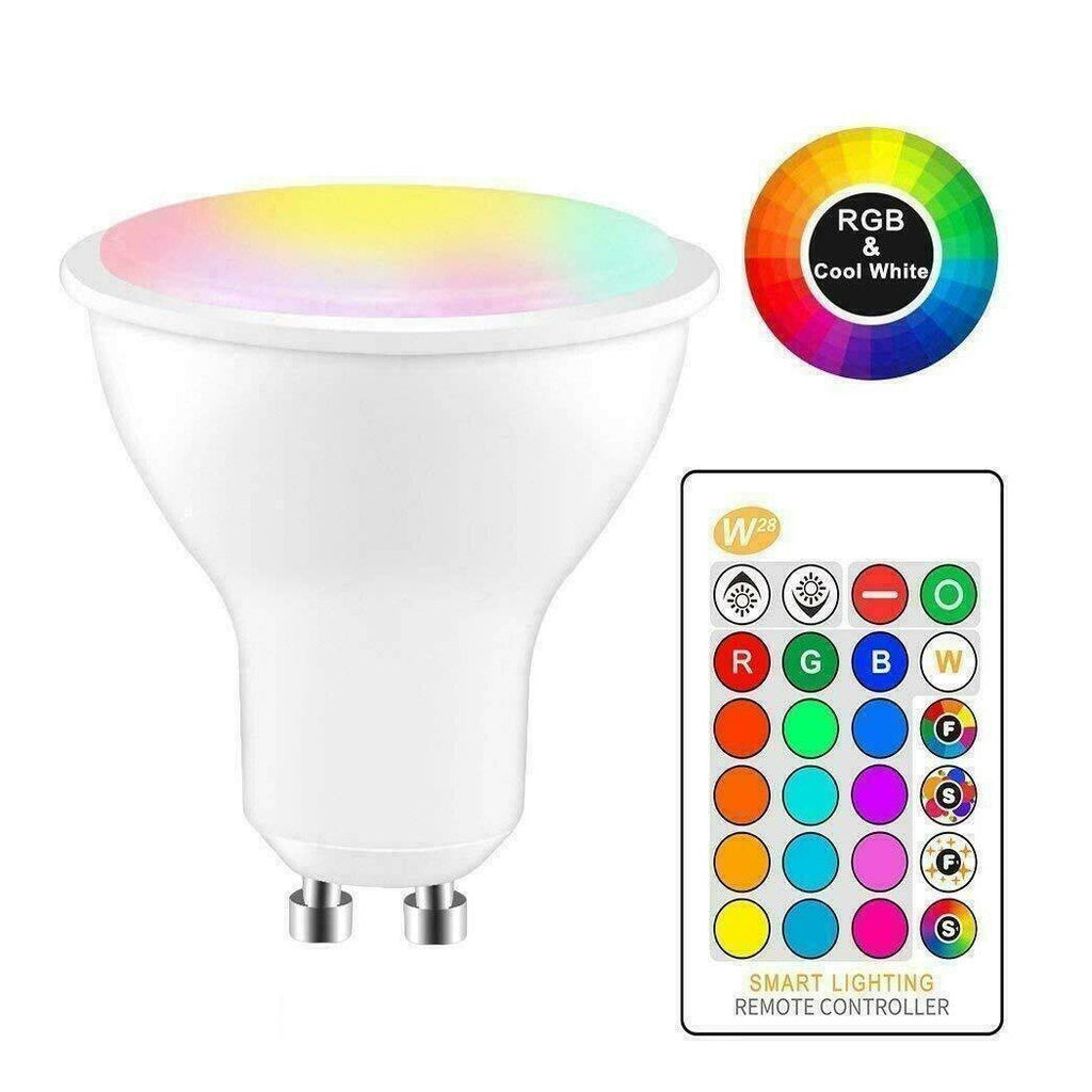 RGB Spotlight + Blanco 5W GU10 LED Bombilla Cambio de cambio de cromoterapia Control remoto