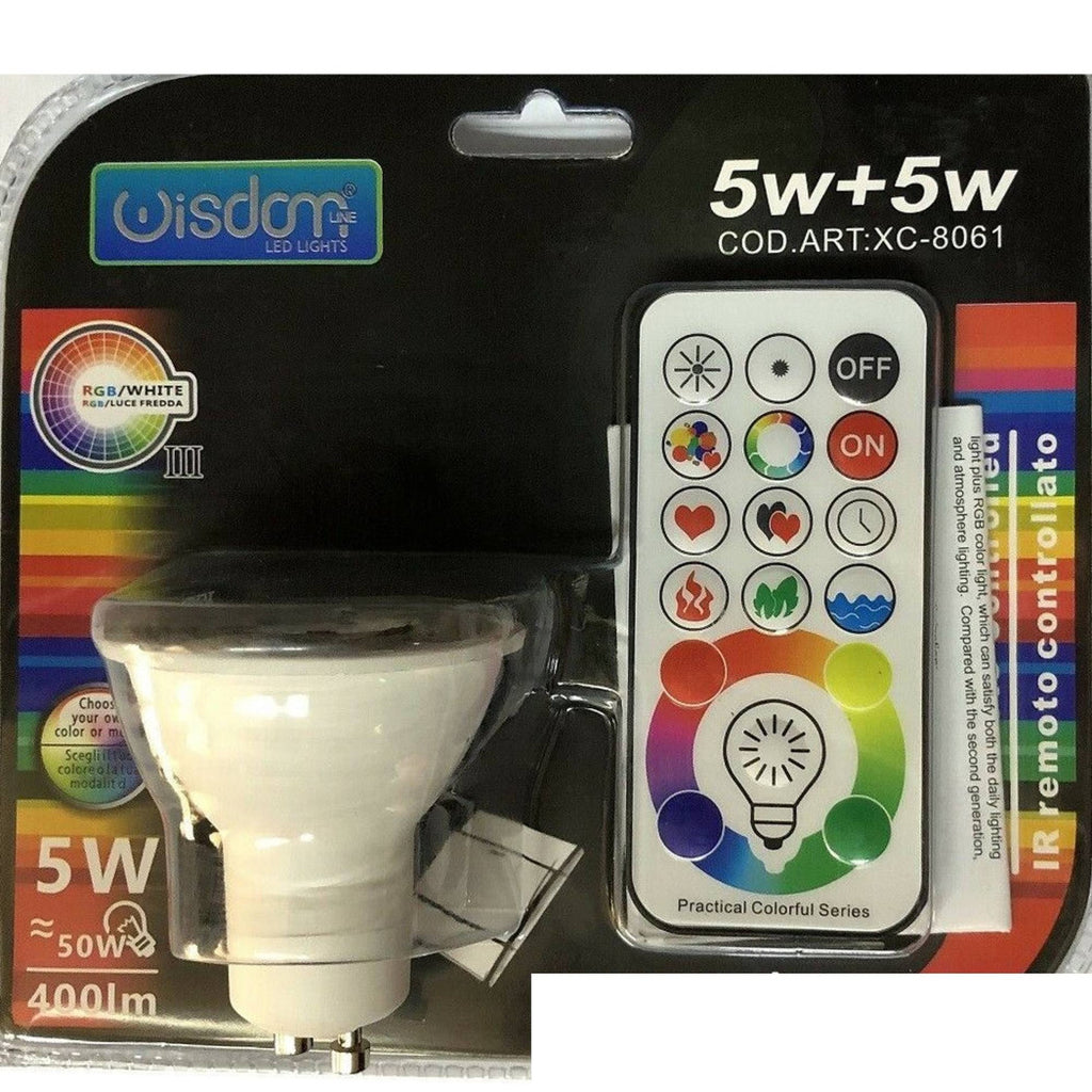 RGB Spotlight + Blanco 5W GU10 LED Bombilla Cambio de cambio de cromoterapia Control remoto