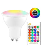 RGB Spotlight + Blanco 5W GU10 LED Bombilla Cambio de cambio de cromoterapia Control remoto