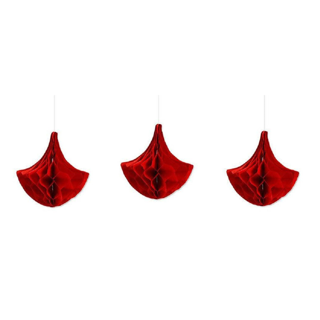 Set 3 Festoons Drop Decorativo Decoraciones de papel de tejido rojo Decoraciones Fiestas