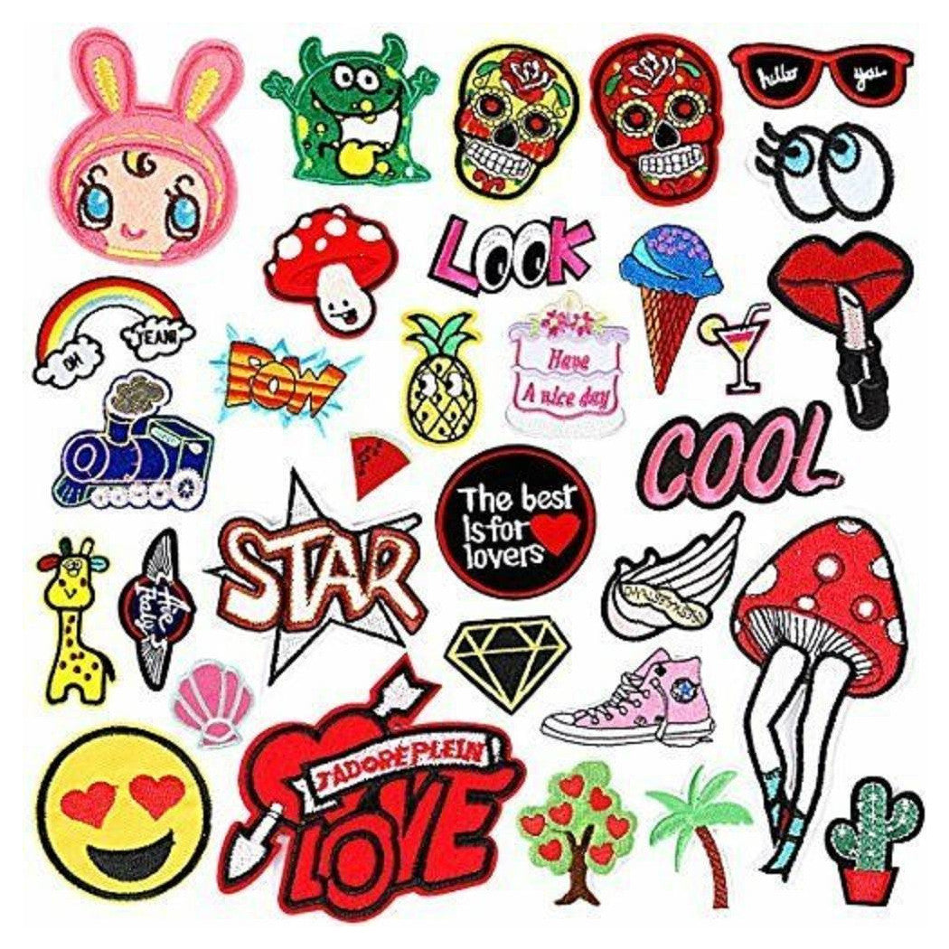Set 36 piezas de costura parche termoadhesivo varias fantasías de colores