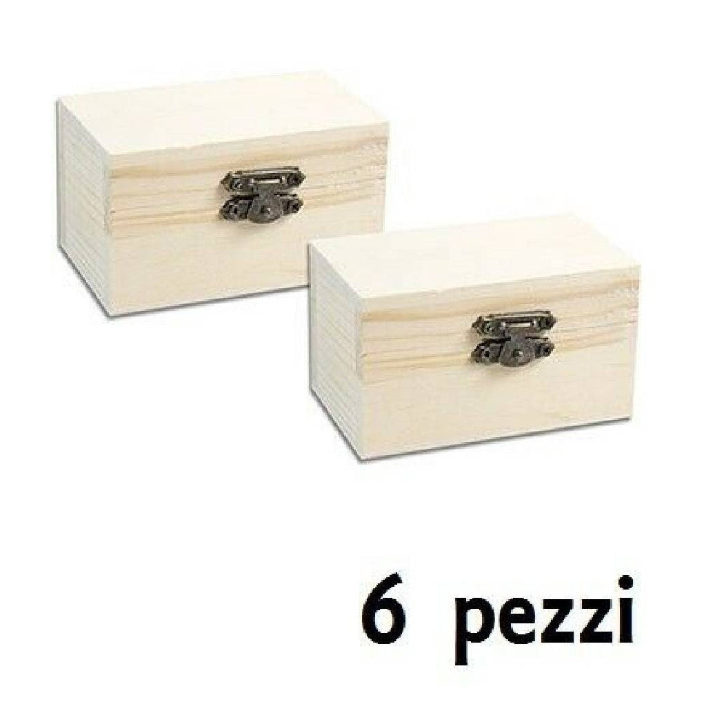 Set 6 cajas de madera Caja de joyería decoupage 8,8x5x5.5cm