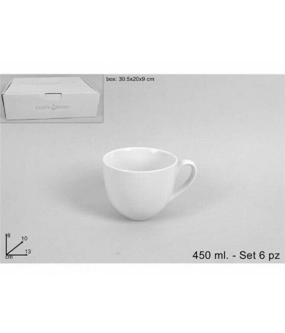 Set 6 tazas en la taza de servicio de porcelana blanca para la taza del desayuno de la leche 450ml