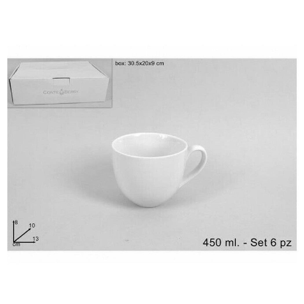 Set 6 tazas en la taza de servicio de porcelana blanca para la taza del desayuno de la leche 450ml