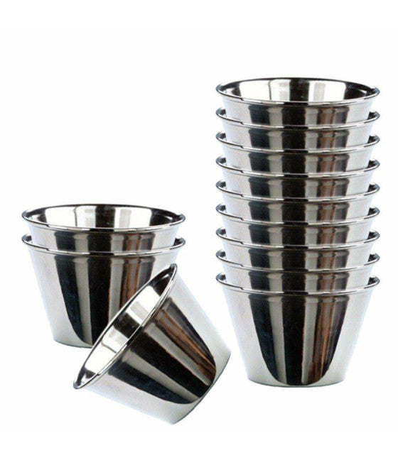 Set de 12 piezas Mini moldes de acero inoxidable para pudines dulces Tamaño de 9 cm