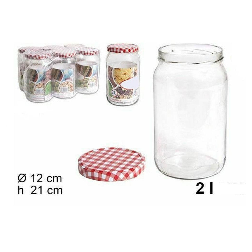 Set de 6 piezas de recipiente de jarra de vidrio con cubierta de jarra 2 lt