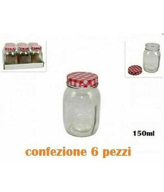Set de 6 piezas de recipiente de vidrio de frasco con tapa de colores mantel 150ml