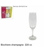 Set de 6 piezas de vidrios de vidrios de vidrio 220cc 7 1/2 oz Welkhome Nevakar Champagne