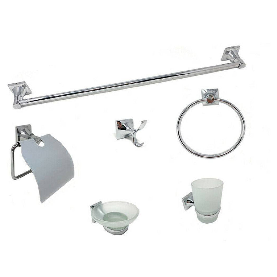 Set de baño 6 accesorios de acero para soporte de vidrio roll pinceles toalla de toalla