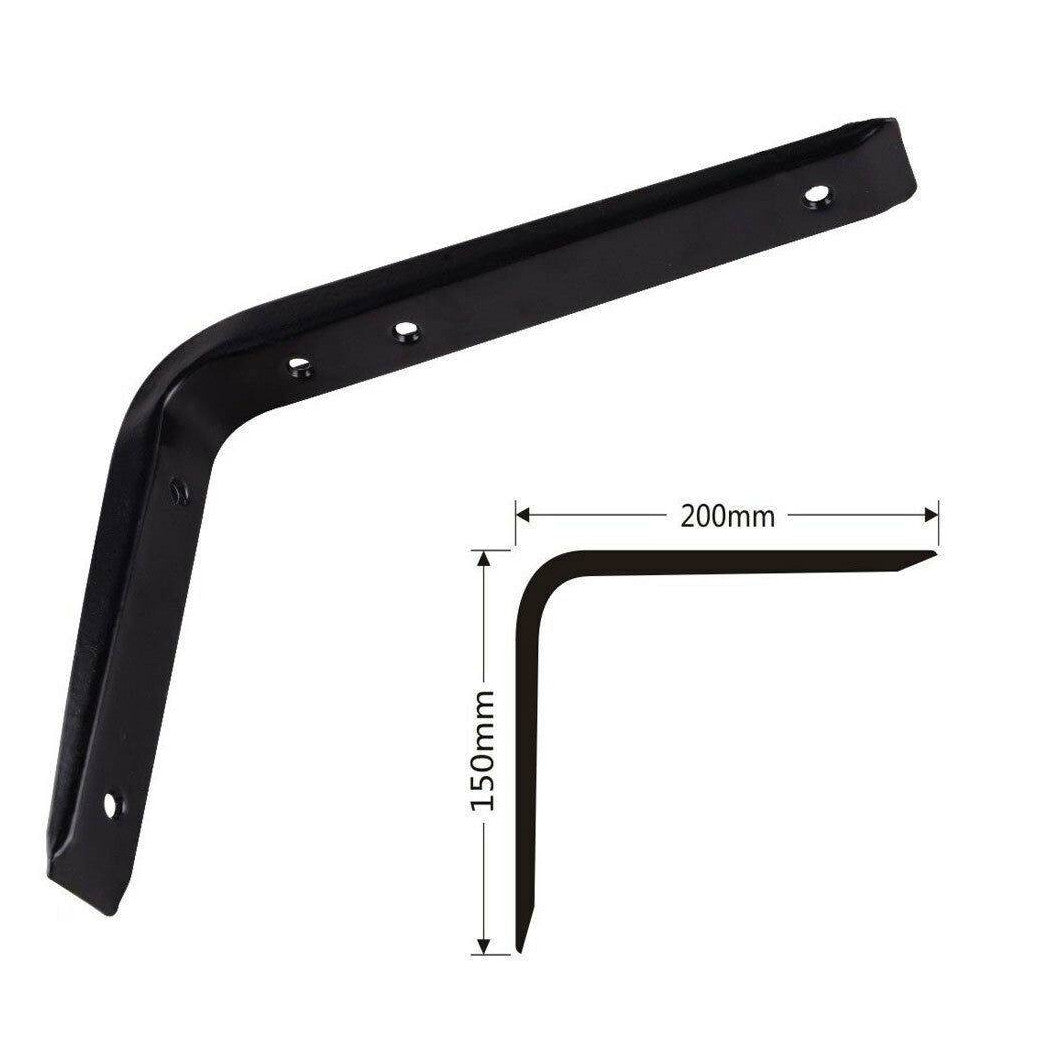 Soportes angulares 2pcs Soporte de soporte angular Corchete negro 200 x 150 x 30 mm