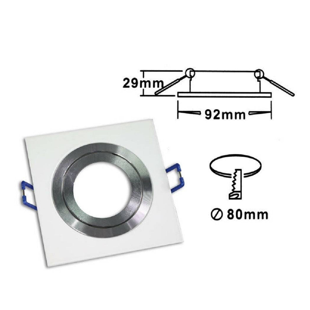 Spotlight Empotrado Portablet GU10 Solder de acero cuadrado P3 Blanco Plata