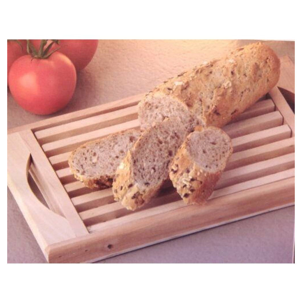 Tabla de cortar para pan de madera con rejilla extraíble para migas 30 x 18 cm