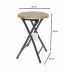 Taburete de café plegable sentado en madera oscura Metal negro 45 x 30 cm