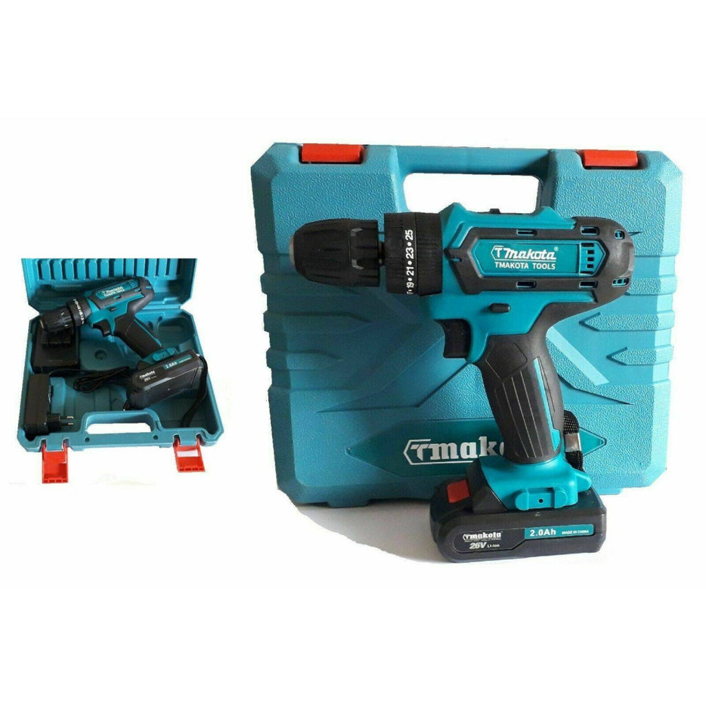 Taladro Percusión Batería de litio Destornillador 26V Doble batería + Maleta