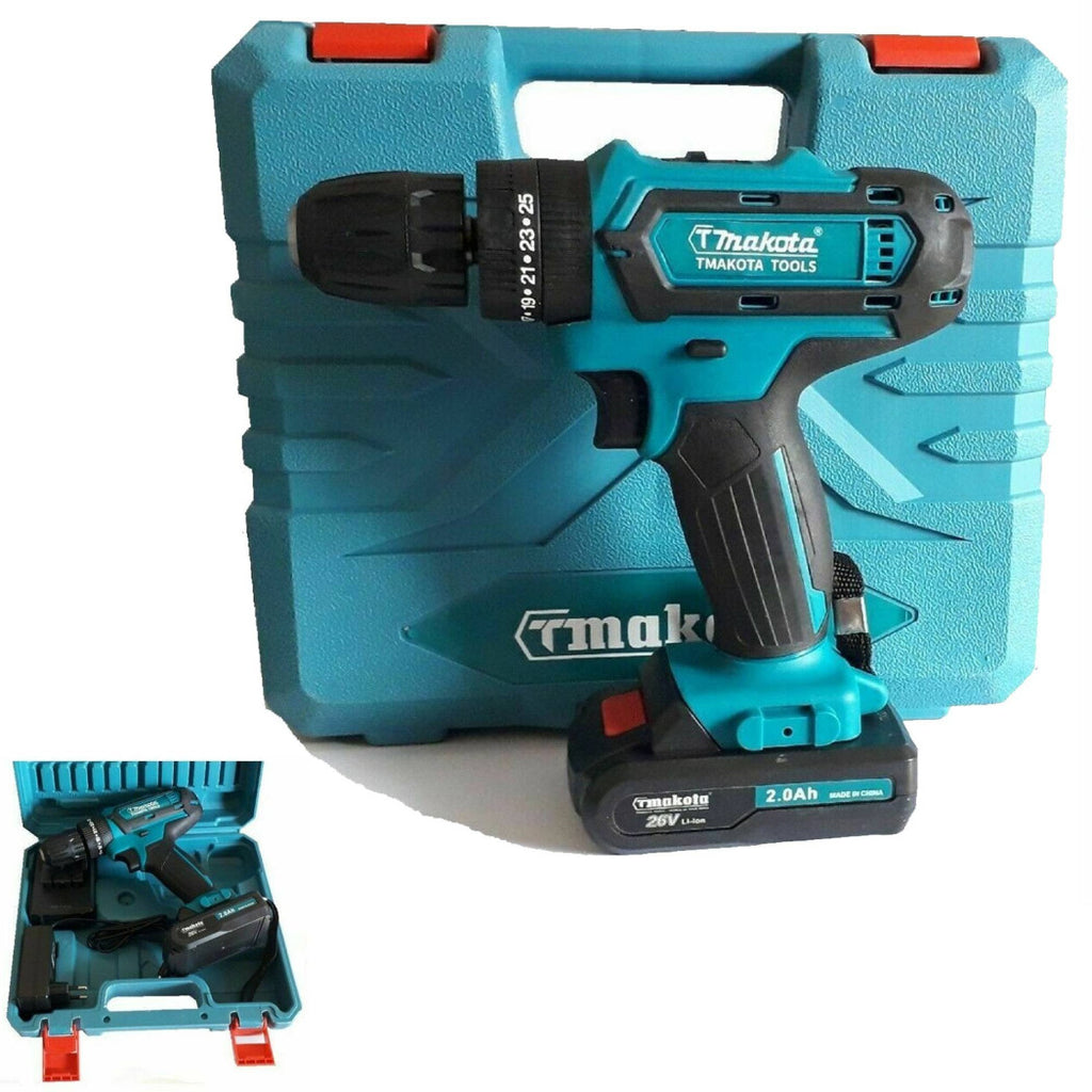 Taladro Percusión Batería de litio Destornillador 26V Doble batería + Maleta