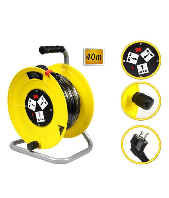 Cable de extensión eléctrica 50 MT Húmedo y 4 Sockets Schuko Spine multiuso 16A