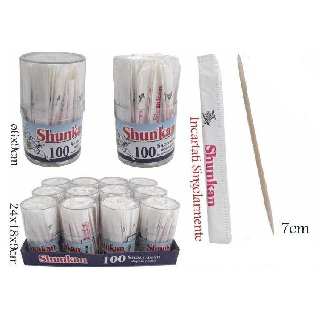 Tarro de 100 piezas palillos de dientes en doble punta envasada