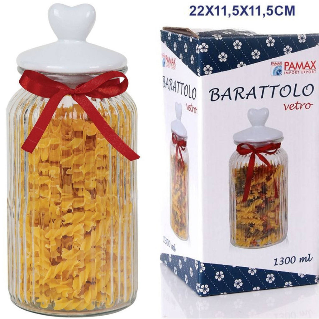 Tarro de cristal con tapa de cerámica Cap Decorated Heart 1300 ml