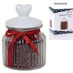 Tarro de vidrio con tapa de cerámica decorada corazón 700 ml