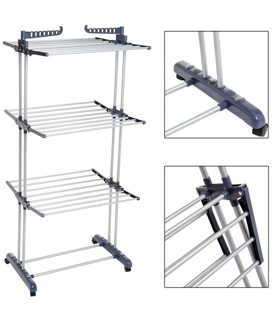 Rack Rack vertical 3 estantes plegables con ruedas hasta 40 kg