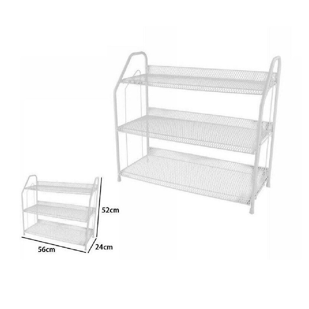 Zapatos zapatos 3 estantes planos metal blanco metal ahorro de espacio