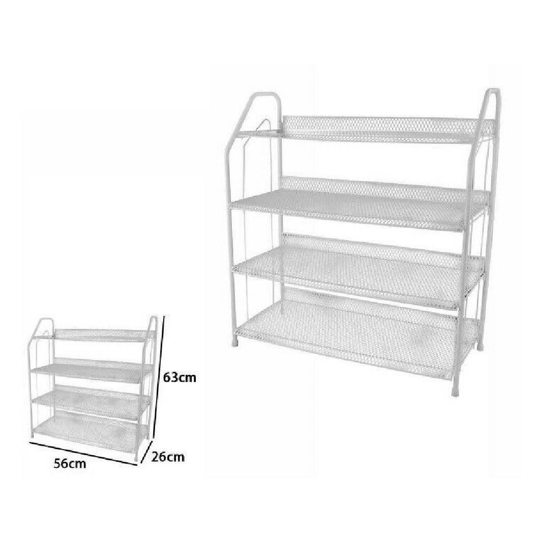 Zapatos zapatos 4 estantes plana metal blanco alfombra de metal ahorro de espacio